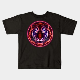 Neon Tiger Face Kids T-Shirt
